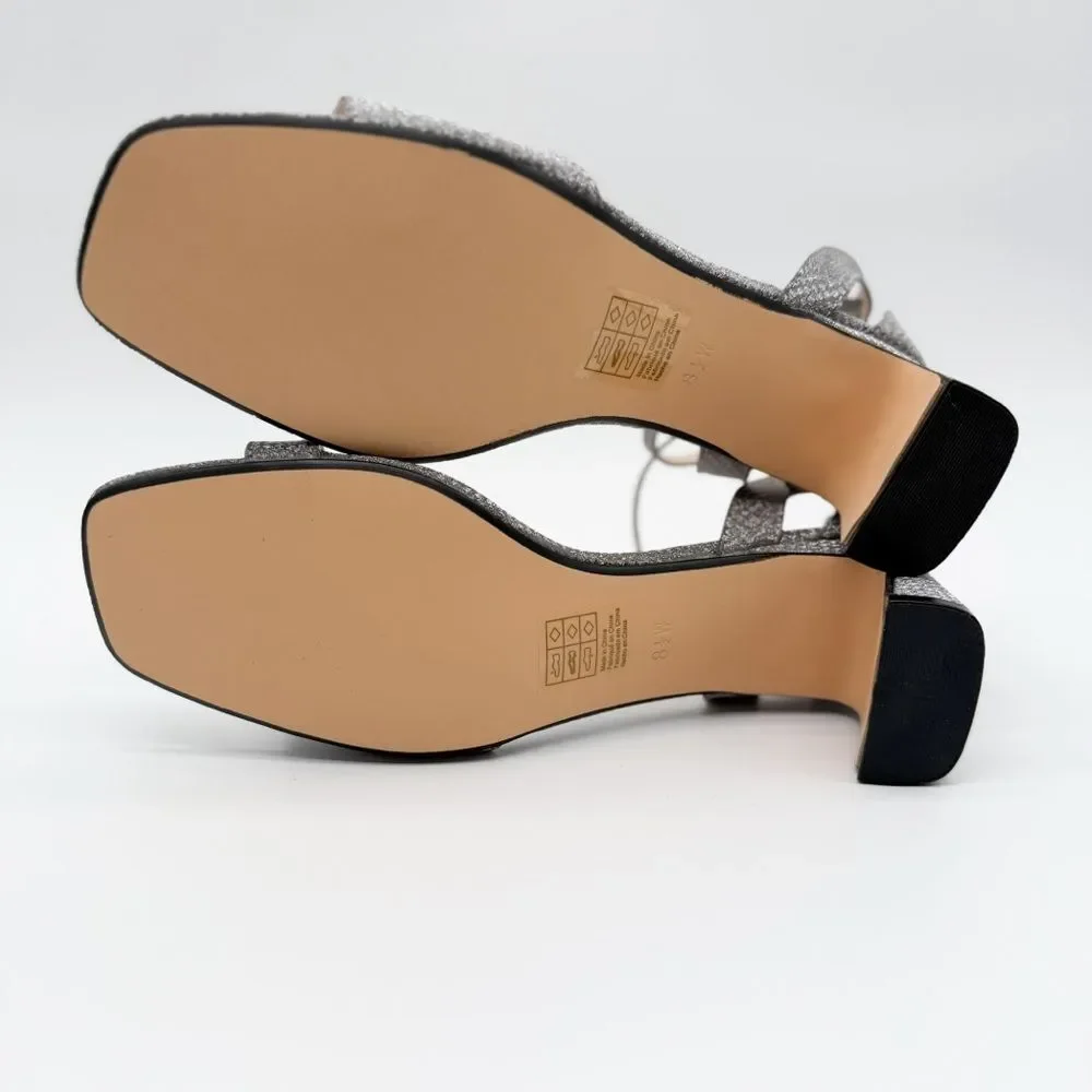 Touch Ups Lilibet Ankle Strap Dress Heeled Sandals Open Toe Silver 8.5 Wide NEW
